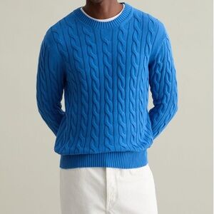 Piombo Blue Cable Knit Italian crewneck Sweater Size XXL 100% cotton